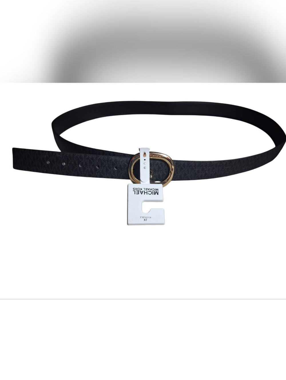 MICHAEL Michael Kors Black Logo Reversible Belt with Gold-Tone Buckle